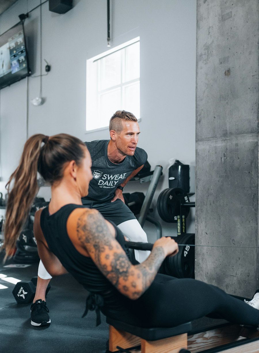 Personal training session with floor exercises